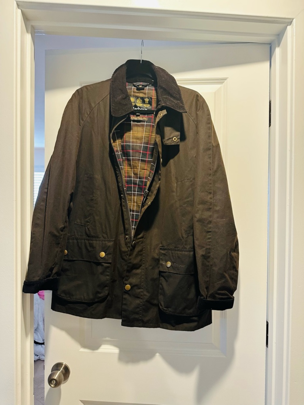 Barbour Olive Brown Field Jacket with Corduroy Collar